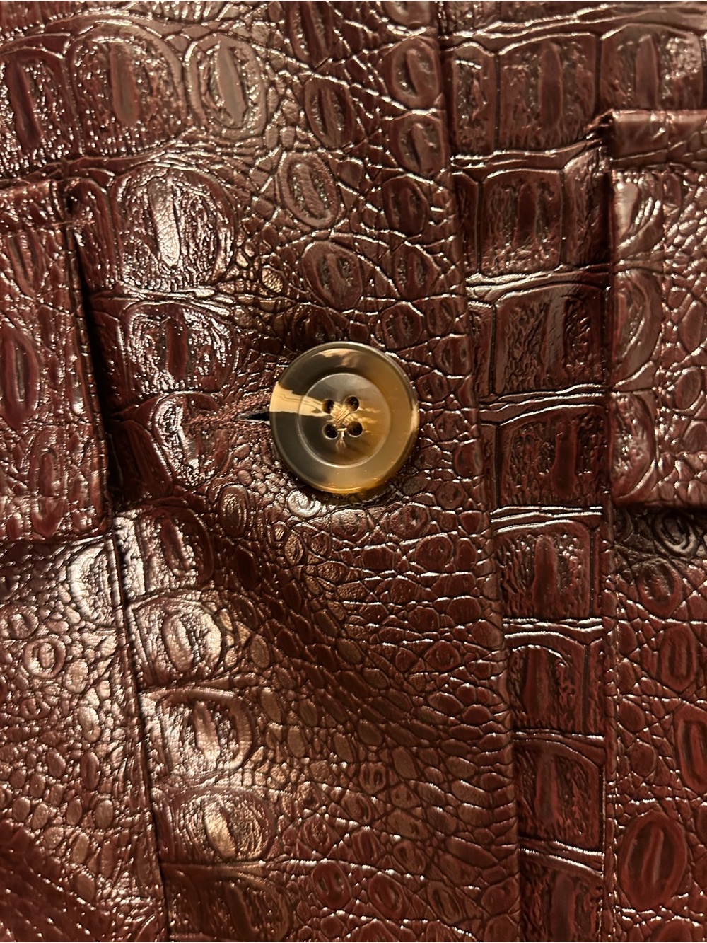 Who What Wear Brown Croc-Embossed Button Front Jacket - Picture 3 of 4